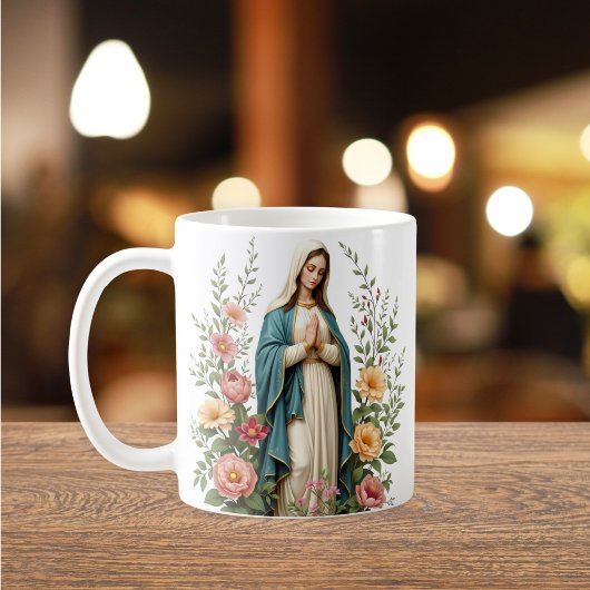 Religious Floral Geschenk für katholische Jungfrau Kaffeetasse