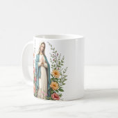 Religious Floral Geschenk für katholische Jungfrau Kaffeetasse (Vorderseite Links)