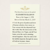 Religious Funeral Memorial Photo Prayer (Rückseite)