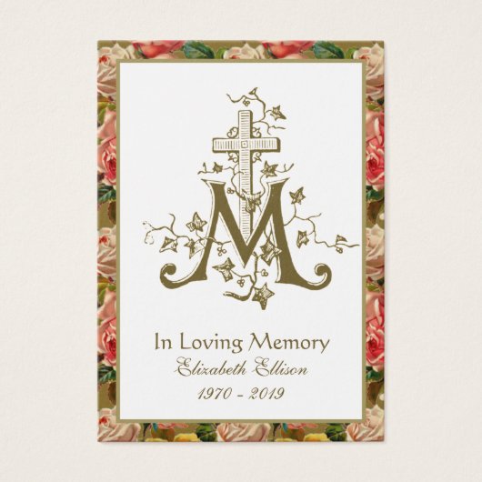 Religious Gold Marian Cross Funeral Roses (Vorderseite)