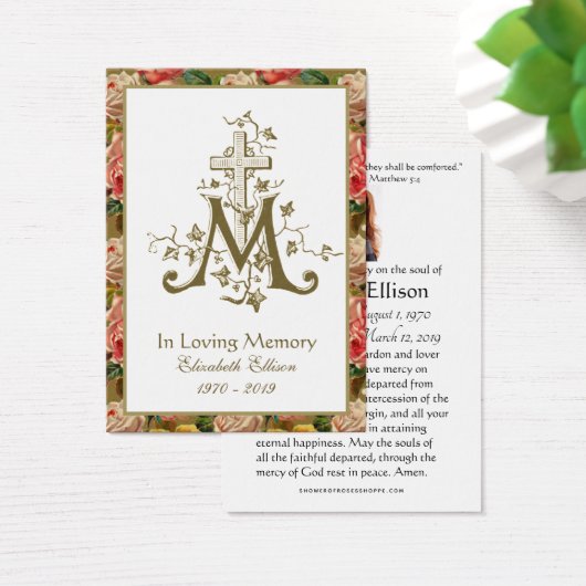 Religious Gold Marian Cross Funeral Roses (Schreibtisch)