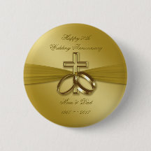 Religious Golden 50. Wedding Anniversary Button
