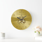 Religious Golden 50. Wedding Anniversary Clock Große Wanduhr (Zuhause)