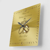 Religious Golden 50. Wedding Anniversary Clock Quadratische Wanduhr (Winkel)