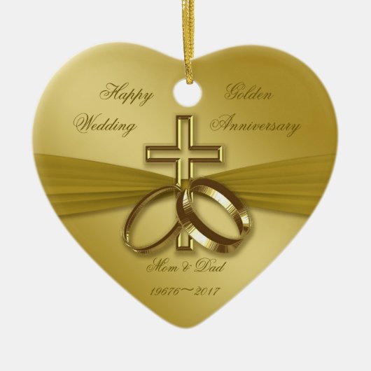 Religious Golden 50. Wedding Anniversary Ornament (Vorne)