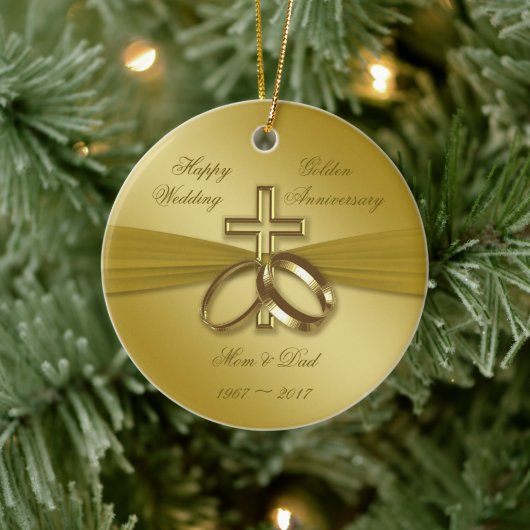 Religious Golden 50. Wedding Anniversary Ornament (Baum)