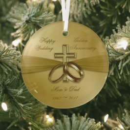 Religious Golden 50. Wedding Anniversary Ornament Aus Glas