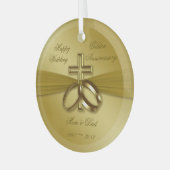 Religious Golden 50. Wedding Anniversary Ornament Aus Glas (Vorderseite links)