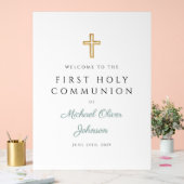 Religious Green Boy First Communion Welcome Acrylschild (Hochzeit)