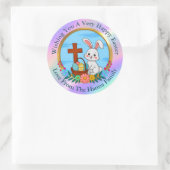 Religious Happy Easter, Bunny with Cross & Egg Runder Aufkleber (Tasche)