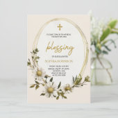 Religious invitation card with floral design einladung (Stehend Vorderseite)