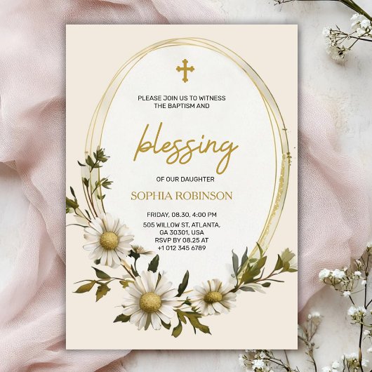 Religious invitation card with floral design  einladung