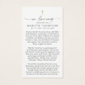 Religious Jesus Remembrance Sympathy Prayer Card (Rückseite)