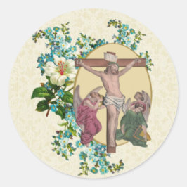 Religious Lent Crucifixe Jesus Angels Runder Aufkleber