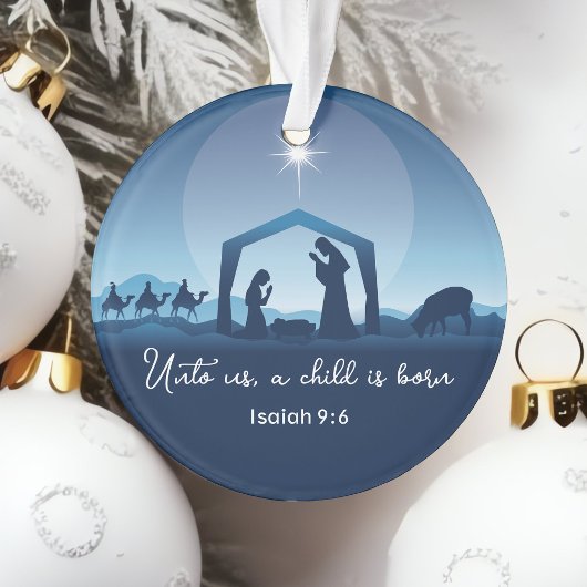 Religious Nativity Scene Bible Verse Christmas Ornament