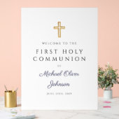 Religious Navy Blue Boy First Communion Welcome Acrylschild (Hochzeit)