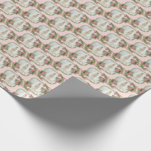 Religious Our Lady of Fatima Jungfrau Mary Pink Ro Geschenkpapier (Ecke)