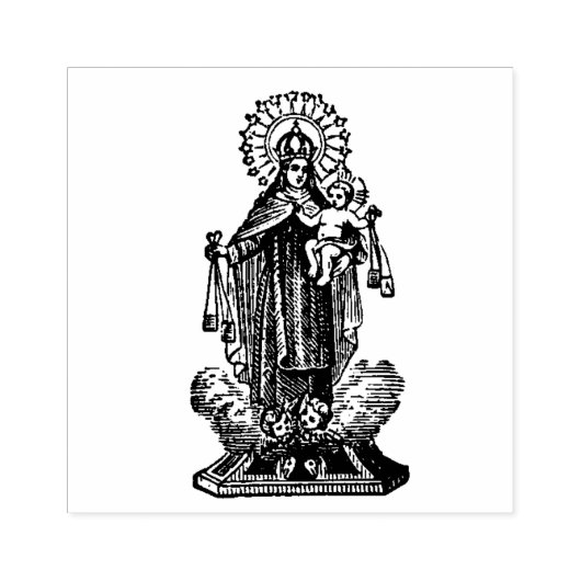 Religious Our Lady of Mount Carmel w Scapular Gummistempel (Prägung)