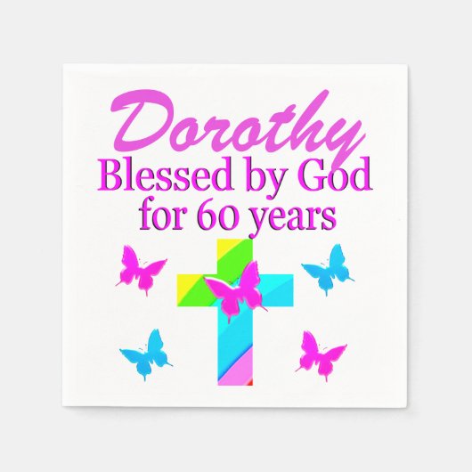 RELIGIOUS PERSONALISIERTE 60. GEBURTSTAG NAPKINS SERVIETTE (Vorderseite)