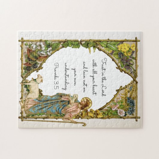 Religious Proverbs 3:5 Scripture Jesus Shepherd Puzzle (Horizontal)