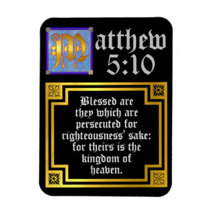 Religious Quote Matthew 5 Gold Illuminated Letter Magnet