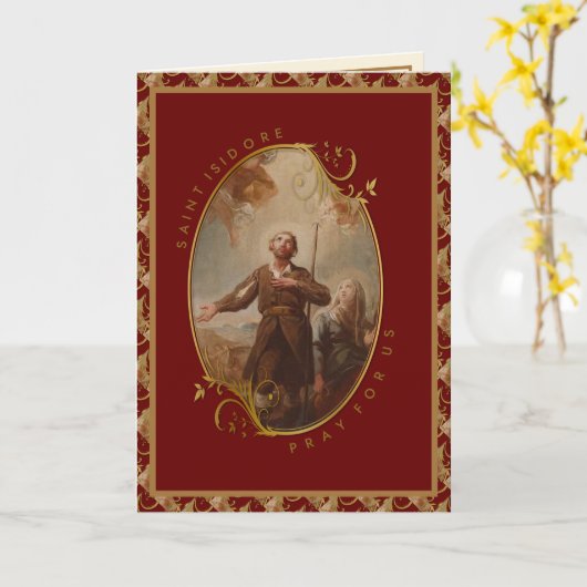 Religious St. Isidore Bauer Laborer Prayer Karte (Gelbe Blume)
