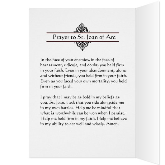 Religious St. Joan of Arc Prayer (Innen (Links))