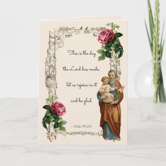 Religious St. Joseph Jesus Floral Vintag Karte (Vorderseite)