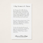 Religious St. Therese Catholic Prayer Novena Roses (Rückseite)