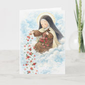 Religious St. Therese Pink Vintage Roses Quote  Karte (Vorderseite)