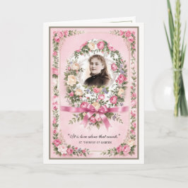Religious St. Therese Vintage Pink Roses Prayer Karte