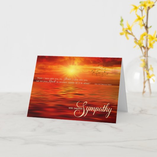 Religious Sunset John 14:27 Scripture Beileid Karte (Gelbe Blume)