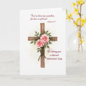 Religious Valentine’s Day Cross Roses Scripture Karte (Gelbe Blume)