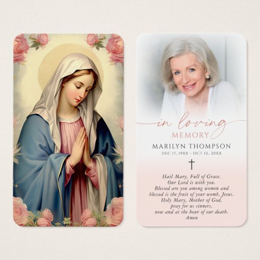 Religious Virgin Mary Cross Prayer Card (Vorne & Hinten)