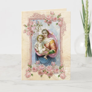 Religious Virgin Mary Jesus Catholic Vintage Karte