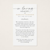 Religious Virgin Mary Photo Funeral Prayer Card (Rückseite)