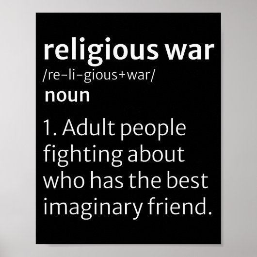 Religious War Dictionary Sarcastic Definition Funn Poster (Vorne)