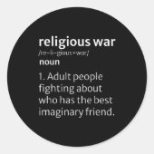 Religious War Dictionary Sarcastic Definition Funn Runder Aufkleber (Vorderseite)