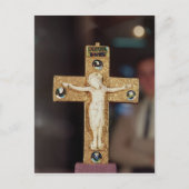 Reliquäre Kruzifix, Elfenbeinchrist auf Goldkreuz Postkarte (Vorderseite)