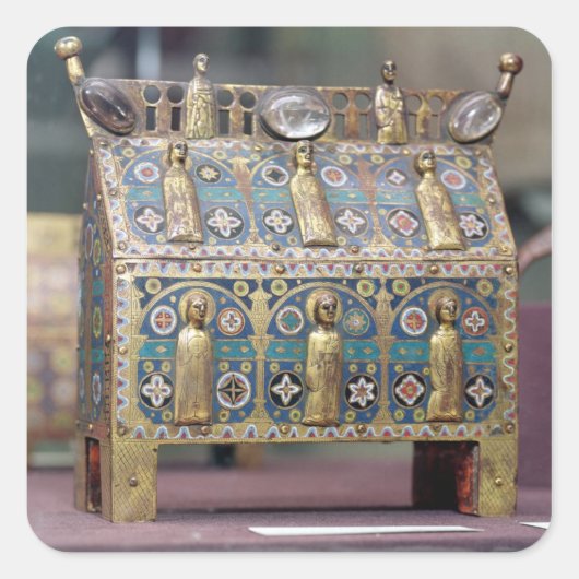 Reliquary Chasse, Limoges, c.1200-50 Quadratischer Aufkleber (Vorderseite)
