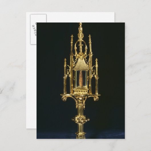 Reliquary Monstrance mit Stück Kreuz Postkarte (Vorne/Hinten)