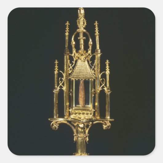 Reliquary Monstrance mit Stück Kreuz Quadratischer Aufkleber (Vorderseite)