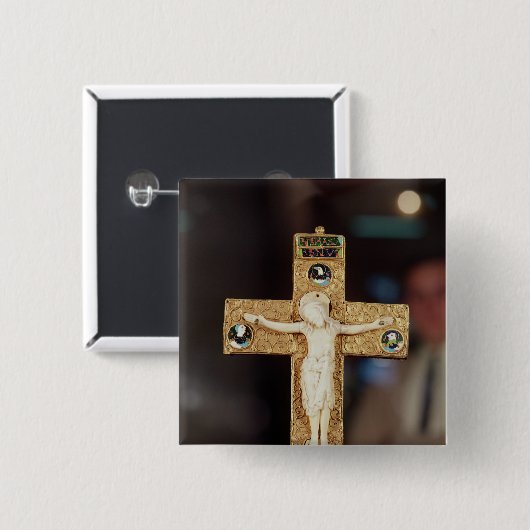 Reliquarykruzifix, Elfenbein Christus auf Button (Vorne & Hinten)