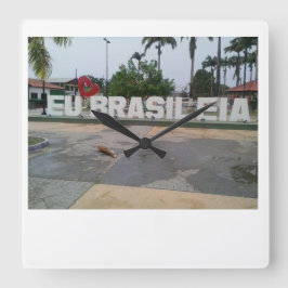 Relogio brasileia quadratische wanduhr