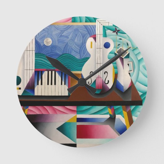 Relógio com a pintura de Teixeira Leite Runde Wanduhr (Vorderseite)