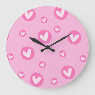 Relógio de Parede com Padrão de Corações Rosa Große Wanduhr