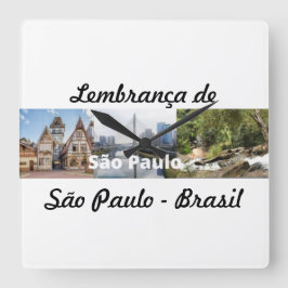 Relogio lembrança de São Paulo Brasil Quadratische Wanduhr