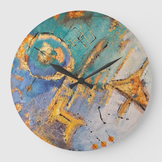 reloj abstracto con tonos azules y oro große wanduhr (Vorderseite)