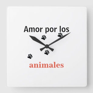 Reloj amor por los animales quadratische wanduhr
