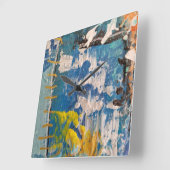 reloj artistico con preciosos tonos azules quadratische wanduhr (Winkel)